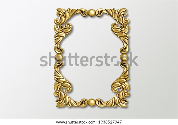 Retro\
photo frame or mirror frame with a wall\
background,