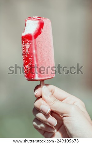 Retro Photo Of Summer Ice Cream Bite On Stick