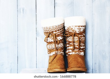 Retro photo of winter shoes