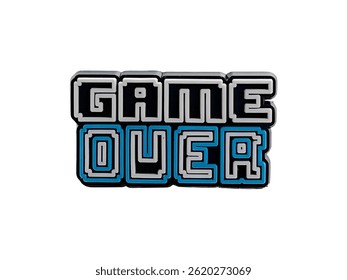 Retro pixel art "Game Over" emblem, a nostalgic nod to classic arcade games with its blocky font and bright color accents - Powered by Shutterstock - Get 15% off with code: PIKWIZARD15