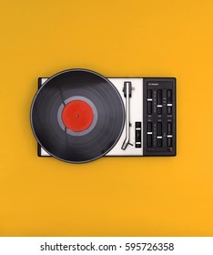 Retro Record Player Isolated On Colored Background