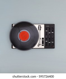 Retro Record Player Isolated On Colored Background