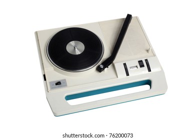 Retro record player, isolated on white