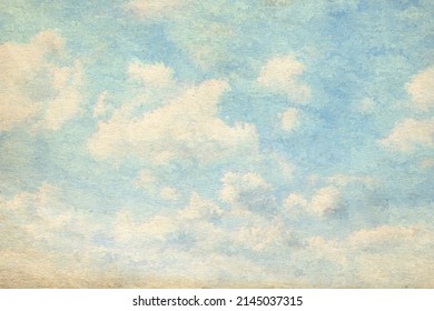 retro sky painting pattern on old paper texture. vintage watercolor clouds. - Shutterstock ID 2145037315