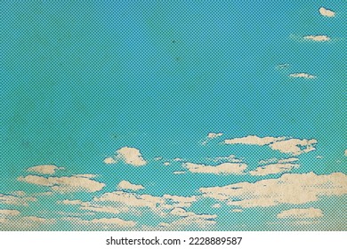 retro sky pattern on old paper background. raster vintage clouds