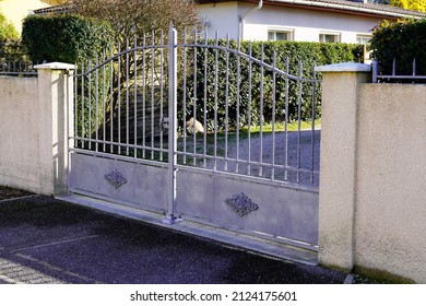 Retro Steel Gate House Portal Of Old Traditional European House