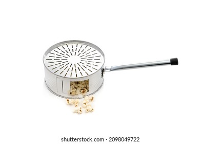 Retro Stove Top Popcorn Maker Isolated On White Background