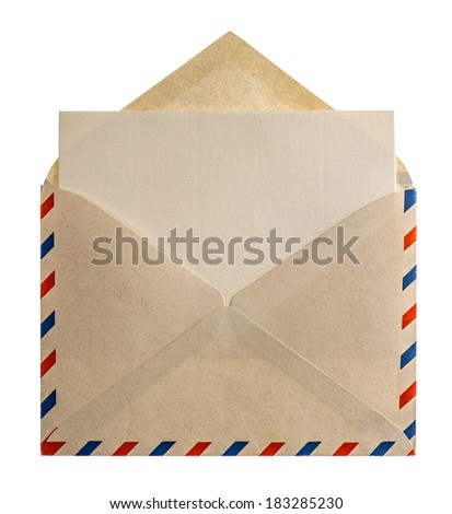 retro style air mail envelope letter isolated on white background