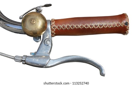 Retro style bicycle hand-grip with ancient  ring bell isolated on white background. - Powered by Shutterstock - Get 15% off with code: PIKWIZARD15