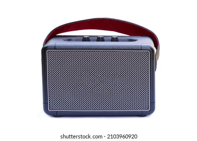 Retro Style Bluetooth Speaker With Volume Knob And Strong Metal Grille, Ready To Hold (speaker) Isolated On White Backgroundisolated