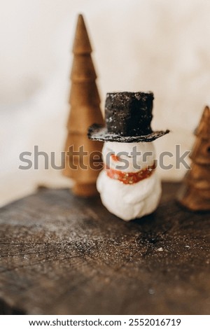 Retro style cotton wool toy Christmas snowman, handmade