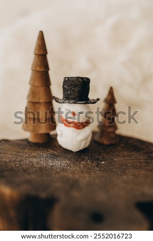 Retro style cotton wool toy Christmas snowman, handmade