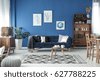 living room blue
