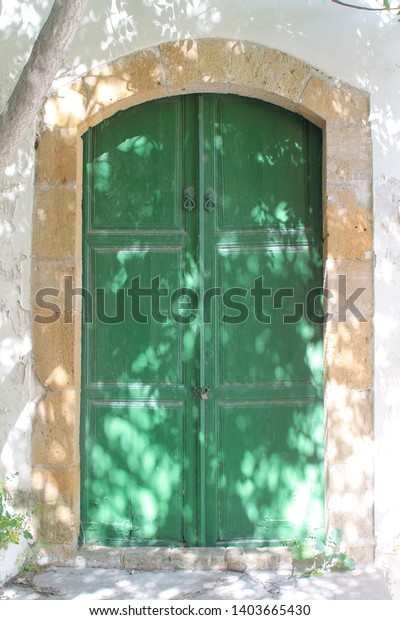 Retro Style Green Wooden Front Door Stock Photo Edit Now 1403665430