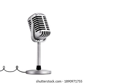 Retro style microphone isolated on white background