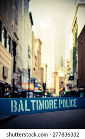 Retro Style Photo Of A Poice Riot Barrier In Baltimore