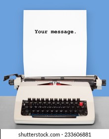 Retro style picture of old typewriter with paper and space for your text. 