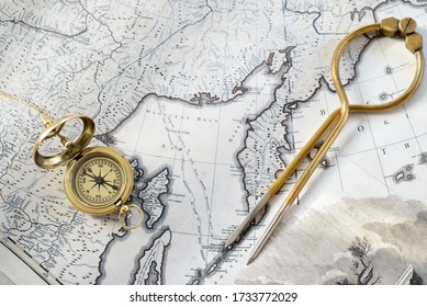 Retro Styled Golden Compass (sundial), Antique Vintage W & HC 6