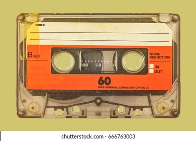 Retro styled image of an old audio compact cassette - Shutterstock ID 666763003