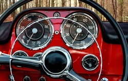 Retro Styled Image Of An Old Classic Sports Car Dashboard