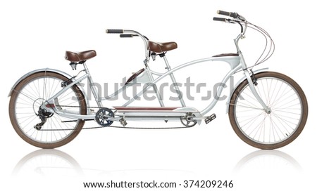 Retro styled tandem bicycle isolated on a white background