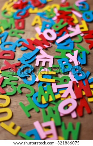 The retro styled word written with colorful wooden alphabets. 