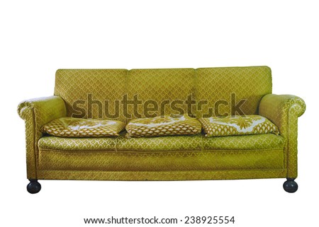 retro stylish yellow armchair isolated on white