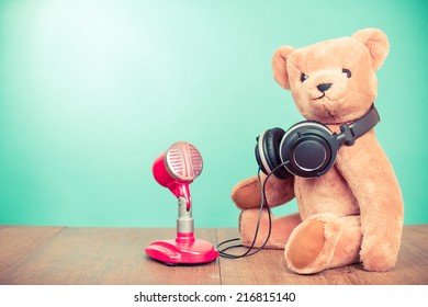 teddy bear with microphone