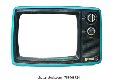 Retro Television - Old Vintage TV With Frame Screen Isolate On White With Clipping Path For Object, Retro Technology