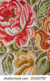 Retro textile with flower pattern, vertical, closeup