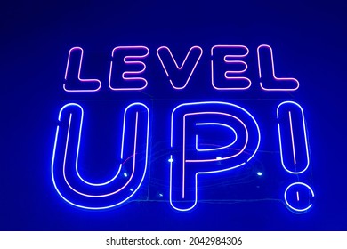 Retro Video Games Zone. Neon Sign: Level Up!