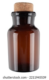 Retro Vintage Apothecary Brown Glass Bottle Isolated On White Background