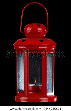 Retro vintage candle lantern isolated on black background