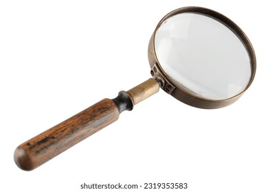 Retro vintage magnifying glass isolated on white background - Powered by Shutterstock