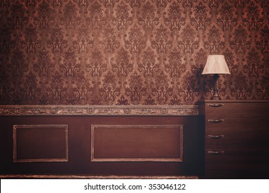 Retro vintage room with pattern in rococo style. Interior wallpaper. Rich  Classic royal old home. - Shutterstock ID 353046122
