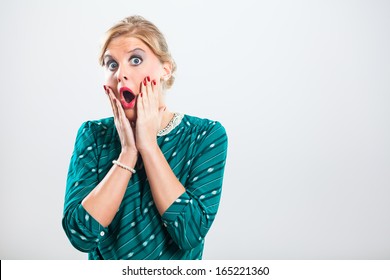 Retro Woman Is Very Shocked Because Of Something,Shocked Woman