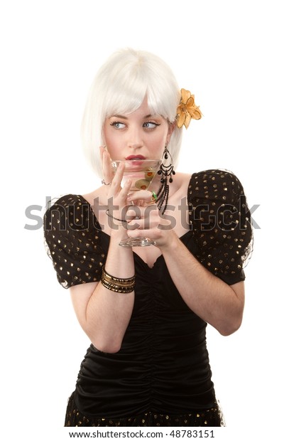 Retro Woman White Hair 80s 90s Stock Photo Edit Now 48783151