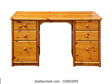 Retro Wooden Desk Table Isolated With Clipping Path Included