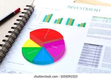 Return on investment risk analysis with vivid multicolor 3D pie graph