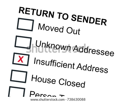 Return to sender concept - marked x Insufficient address