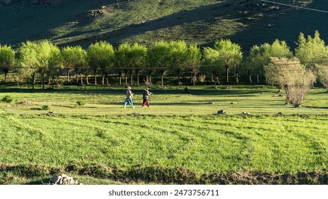Returning after a long day work through the greeneries of nature