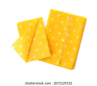 Reusable Beeswax Food Wraps On White Background, Top View