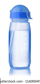 Reusable Blue Sport Water Bottle Isolated On A White