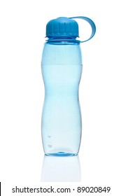 Reusable Blue Water Bottle Isolated On A White Background