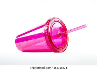 A Reusable Plastic Cold Cup With A Straw