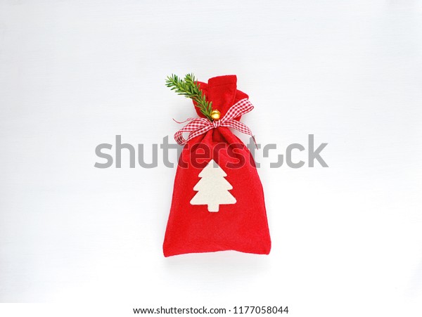 Reusable Red Christmas Gift Bag Decorated Stock Photo Edit Now