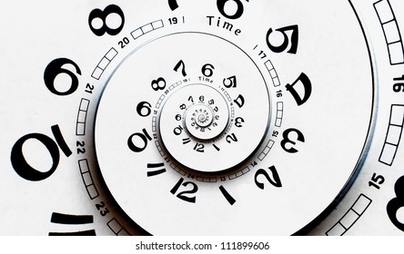 Reverced Twisted Clock Face. Time Concept