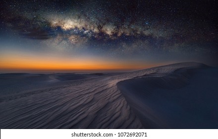 Reverse Arch Milky Way on sand dunes in Cervantes, Australia