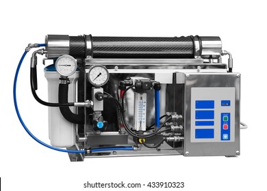 Reverse Industrial Clean System Water. Isolated Over White Background