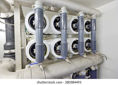 Reverse Osmosis Equipment Inside Of Plant 